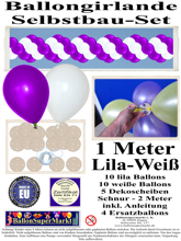 Ballongirlande-Girlande-aus-Luftballons-Lila-Weiss-1-Meter-zum-Selbermachen