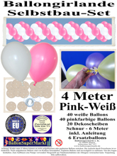Ballongirlande-Girlande-aus-Luftballons-Pink-Weiss-4-Meter-zum-Selbermachen