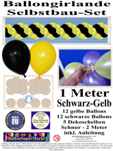 Ballongirlande-Girlande-aus-Luftballons-Schwarz-Gelb-1-Meter-zum-Selbermachen