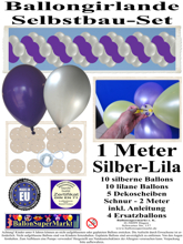 Ballongirlande-Girlande-aus-Luftballons-Silber-Lila-1-Meter-zum-Selbermachen