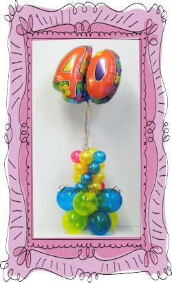 Girlande aus Luftballons in Form einer Standsäulen-Dekoratioin zum 40. Geburtstag